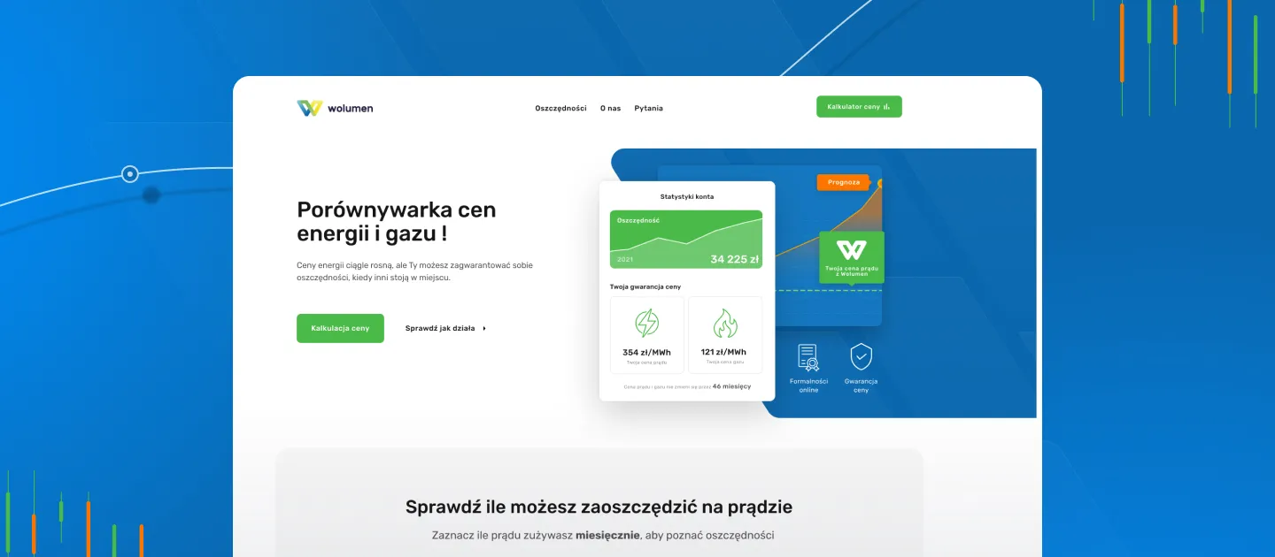 Wolumen - an energy price calculator, UX/UI design.
