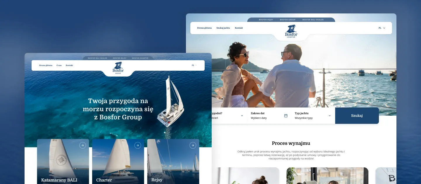 Bosfor Group - odświeżony branding i strona główna grupy żeglarskiej.